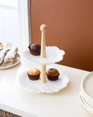 All White 2-Tier Cake Stand