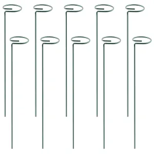 10Pcs 10in Plant Support Stakes Garden Flower Single Stem Support Stake Iron Plant Cage Support Ring For Tomatoes Orchid Lily Peony Rose Flower Amaryl