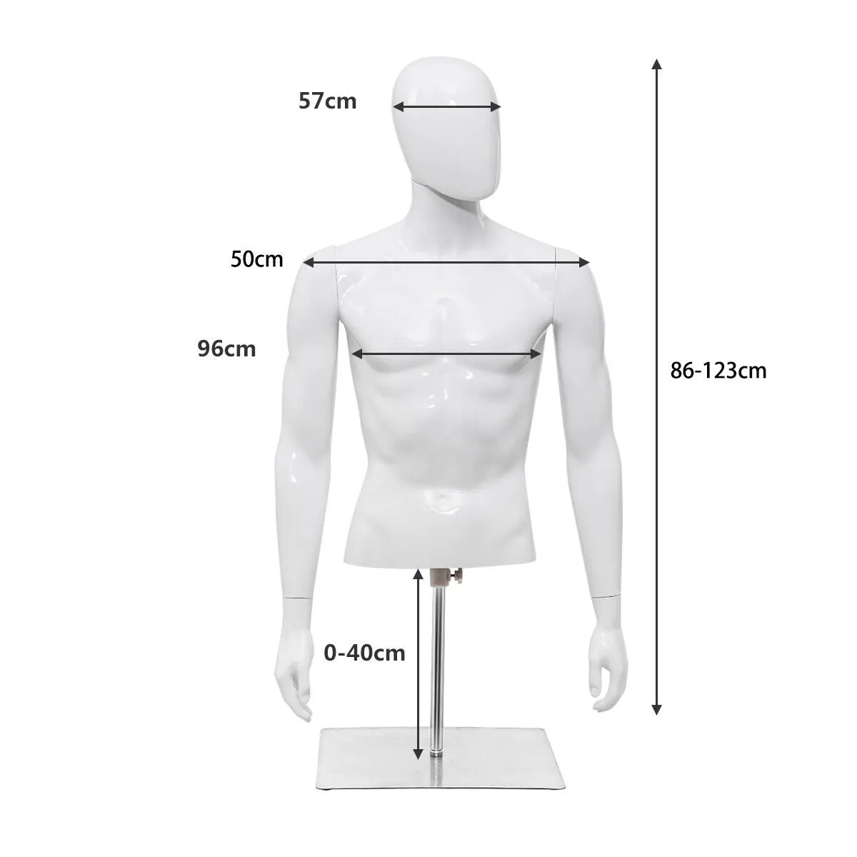 123 cm Male Mannequin Half Body Manikin with Metal Base