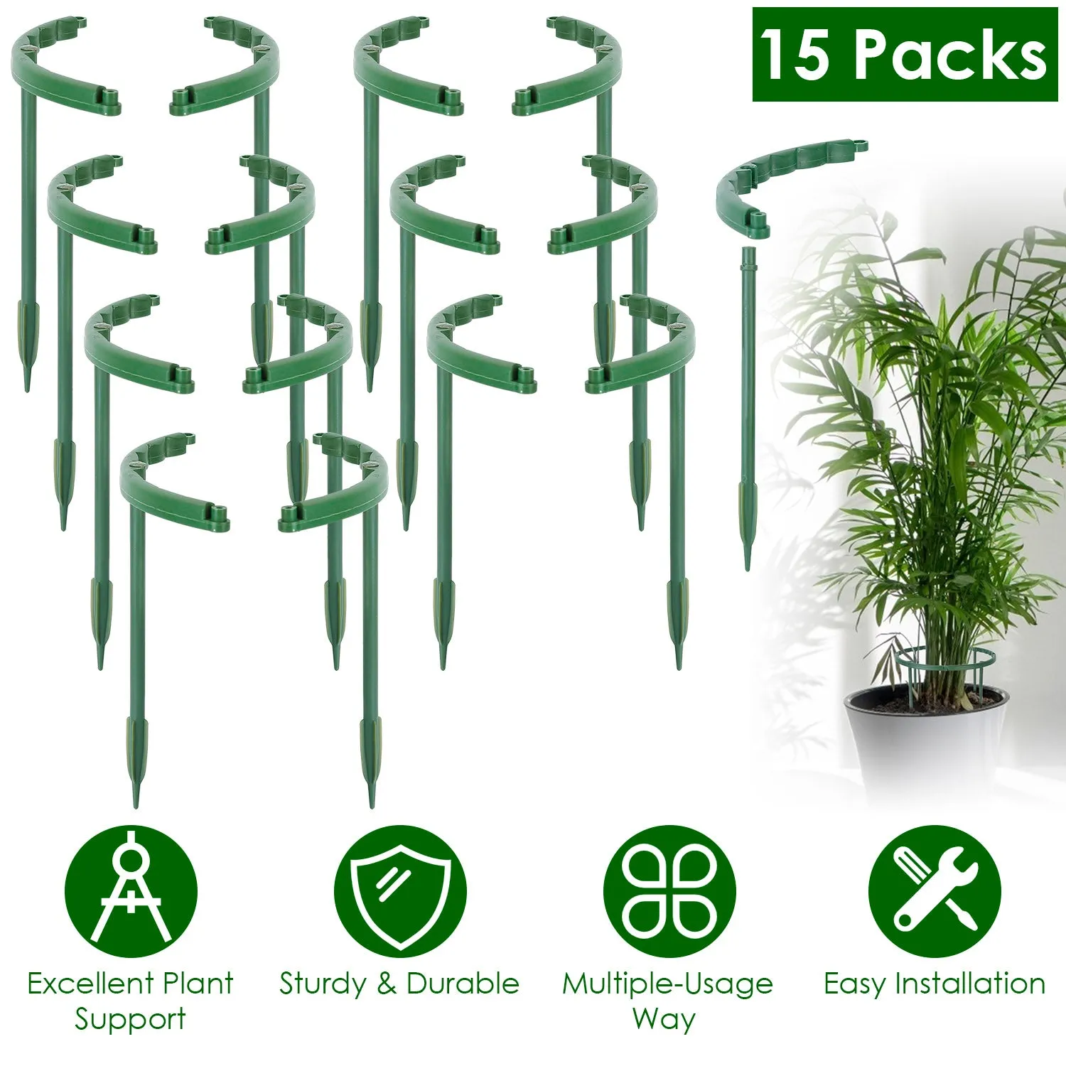 15-Piece: Garden Plant Support Stakes