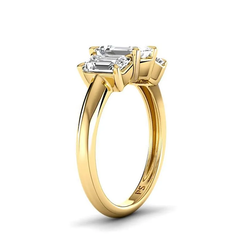 1.70-4.20 CT Emerald Cut Lab Grown Diamonds - Three Stone Ring