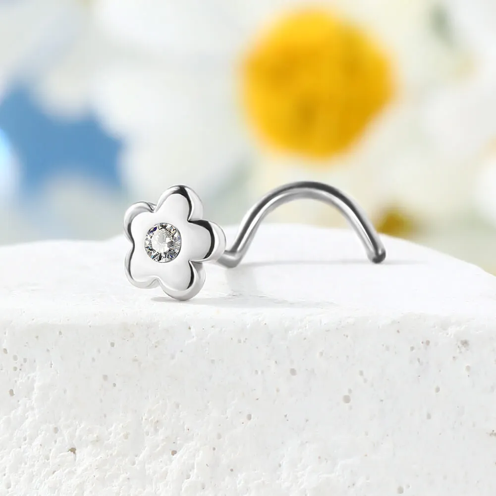 20G Flower Top Nose Screw Ring