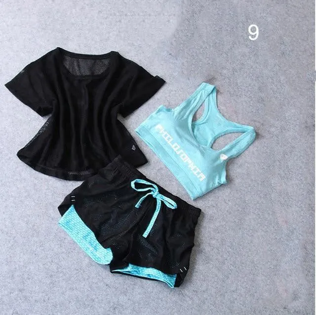 3 Pcs Set Women's Yoga Suit Fitness Clothing Sportswear For Female Workout Sports Clothes Athletic Running Yoga Suit Sets