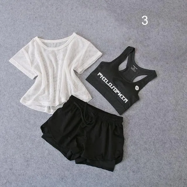 3 Pcs Set Women's Yoga Suit Fitness Clothing Sportswear For Female Workout Sports Clothes Athletic Running Yoga Suit Sets