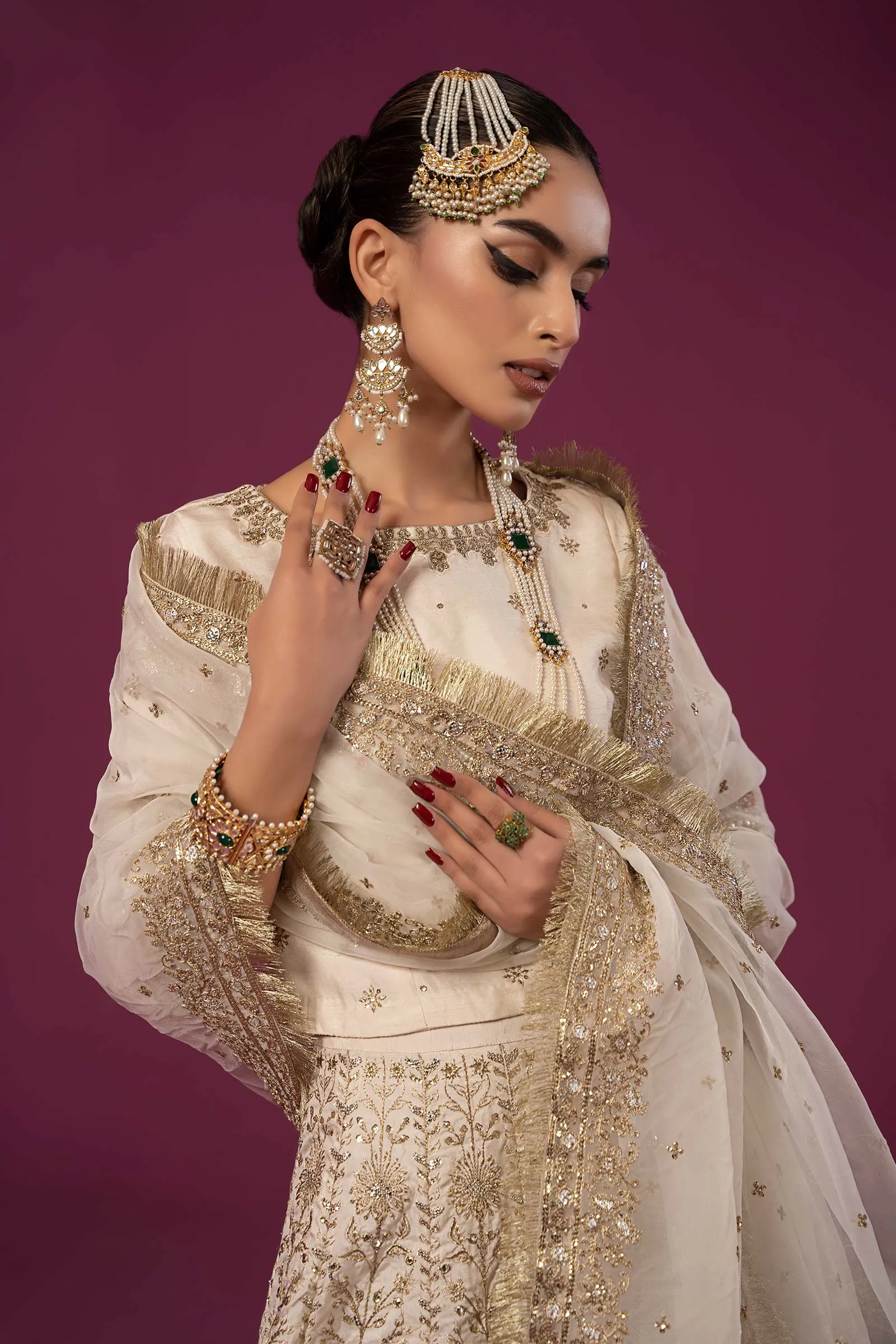 3 Piece Embroidered Raw Silk Suit | SF-EF24-26