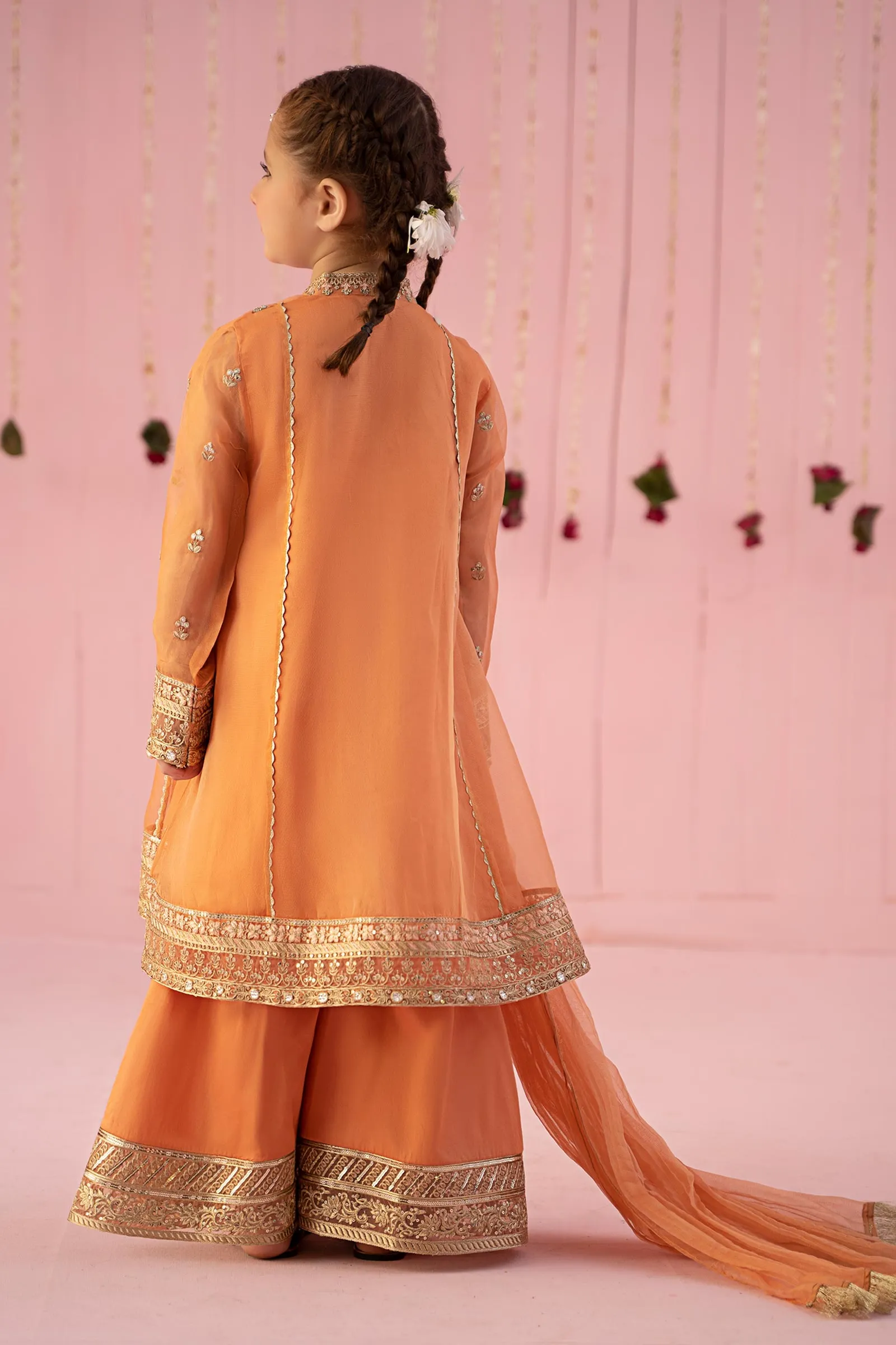 3 Piece Embroidered Zari Line Organza Suit | MKS-EF24-36