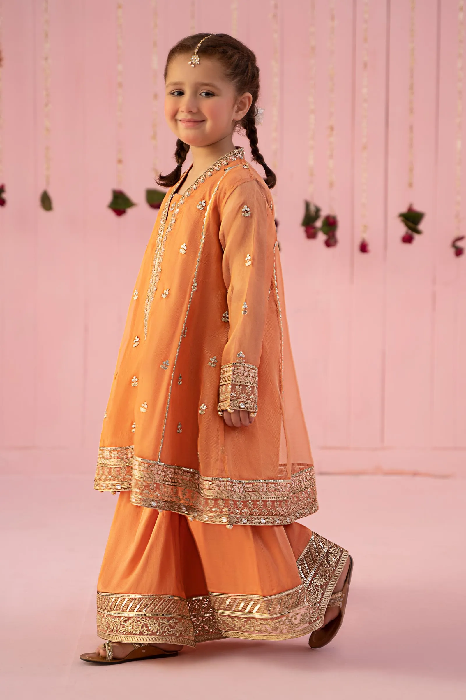 3 Piece Embroidered Zari Line Organza Suit | MKS-EF24-36