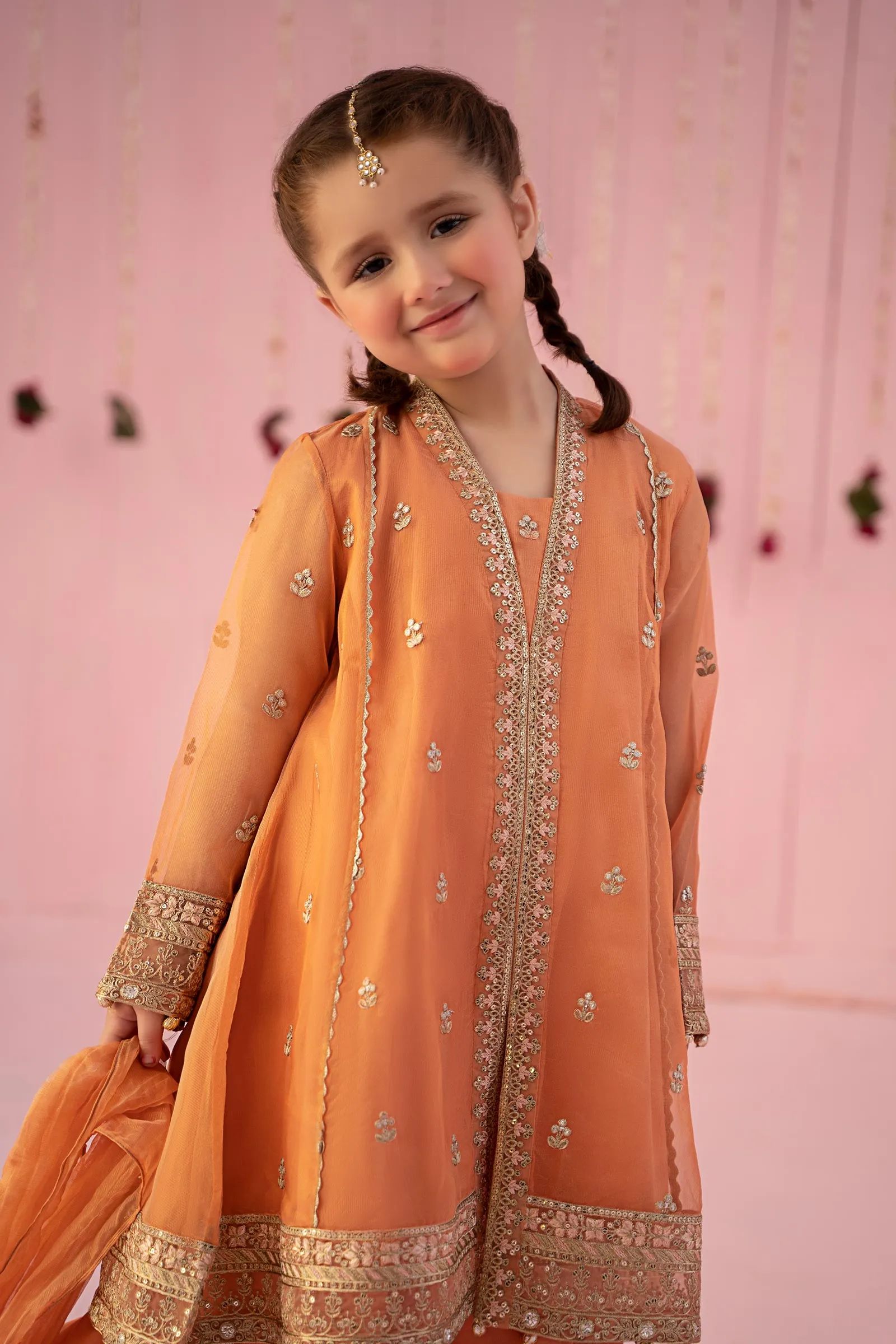 3 Piece Embroidered Zari Line Organza Suit | MKS-EF24-36