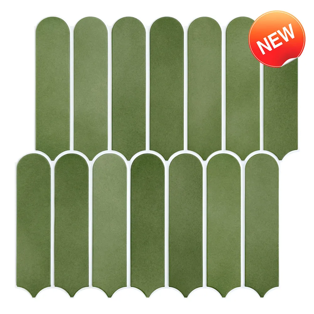 3D Green Fish Scale Peel and Stick Wall Tile