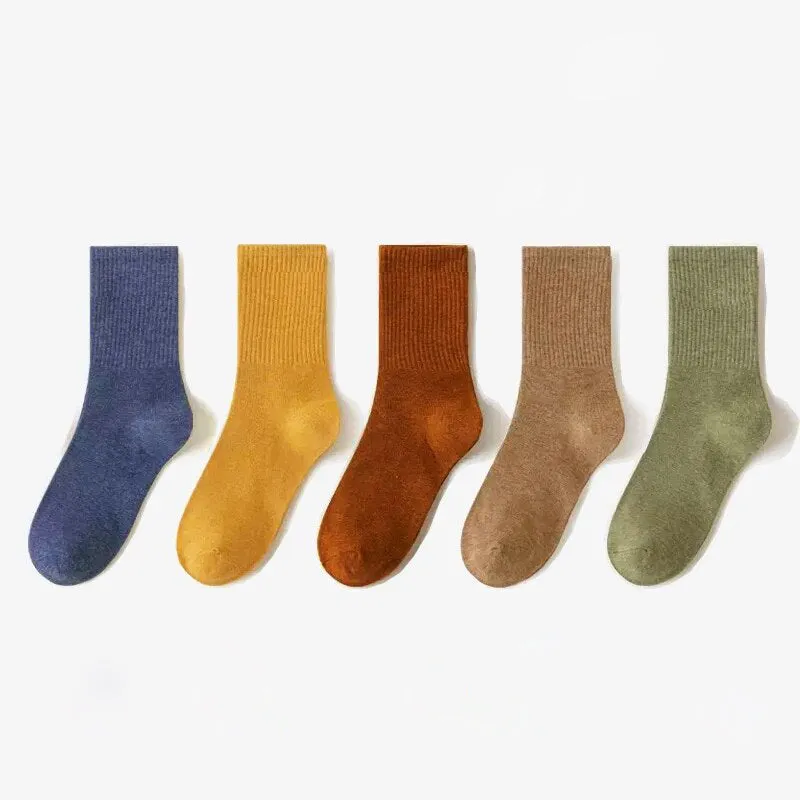 5 Pairs of Multi-color Breathable Long Socks for Men