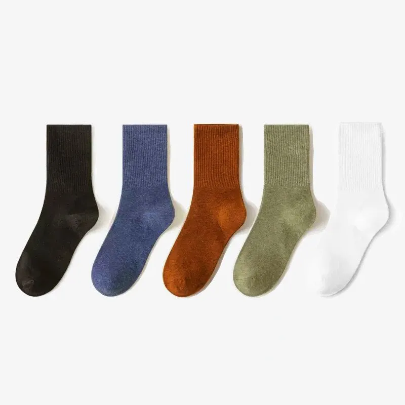 5 Pairs of Multi-color Breathable Long Socks for Men