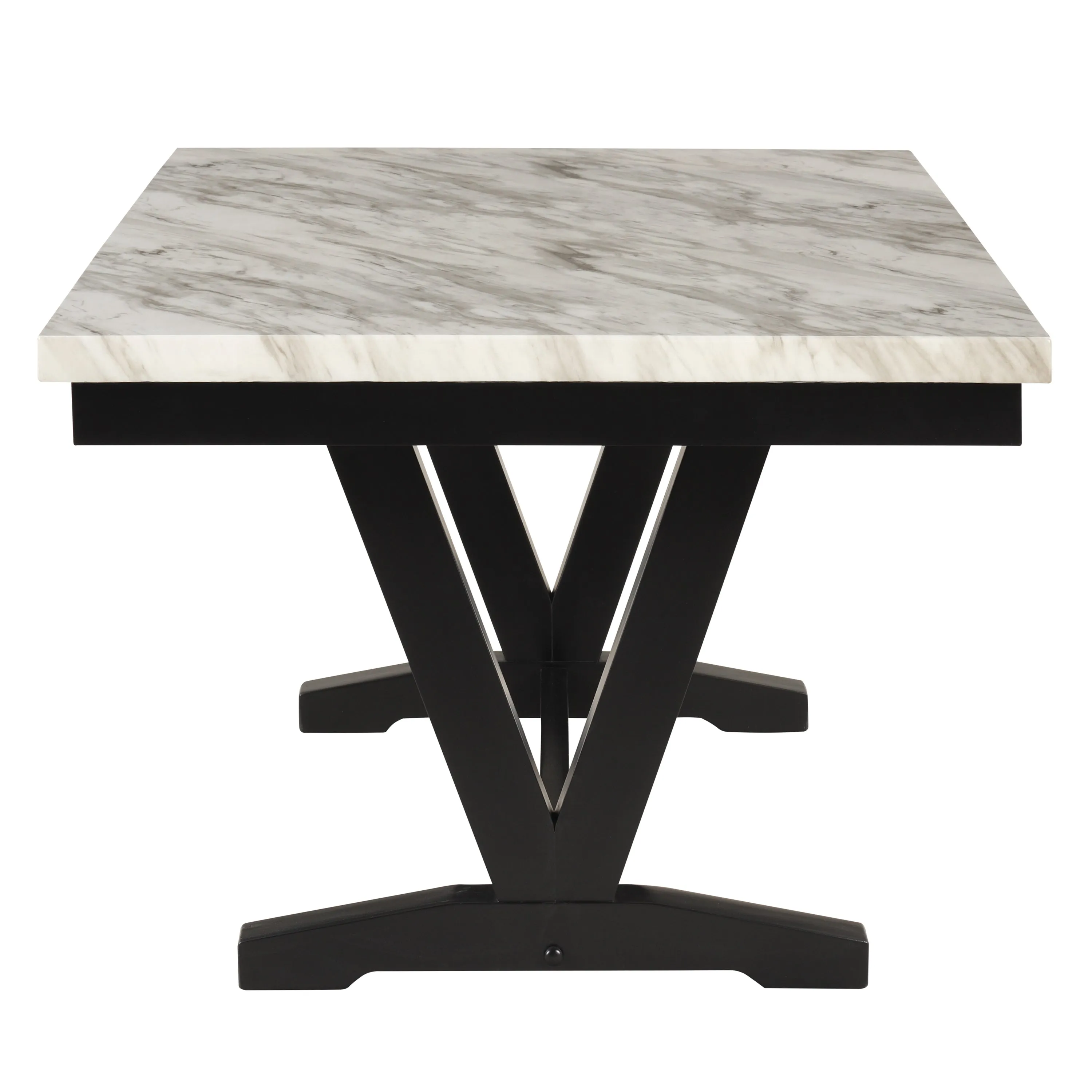 6-piece Dining Table Set with Faux Marble Top