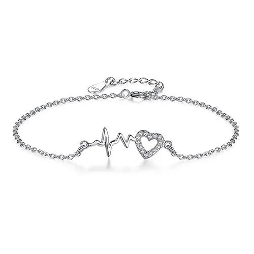 925 Sterling Silver Crystal Charm Bracelet