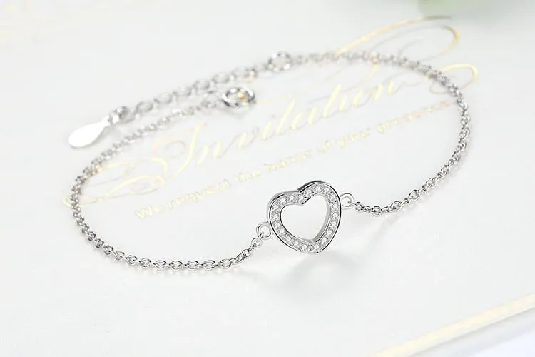 925 Sterling Silver Crystal Charm Bracelet