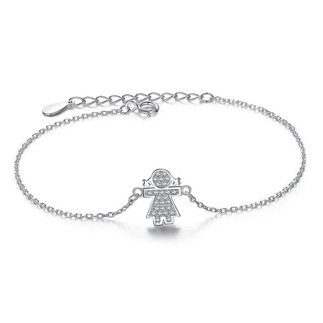 925 Sterling Silver Crystal Charm Bracelet