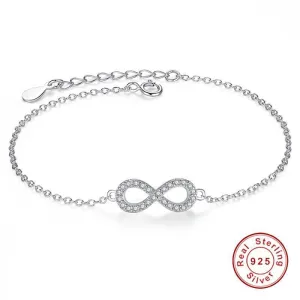 925 Sterling Silver Crystal Charm Bracelet