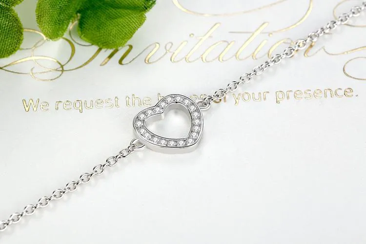 925 Sterling Silver Crystal Charm Bracelet