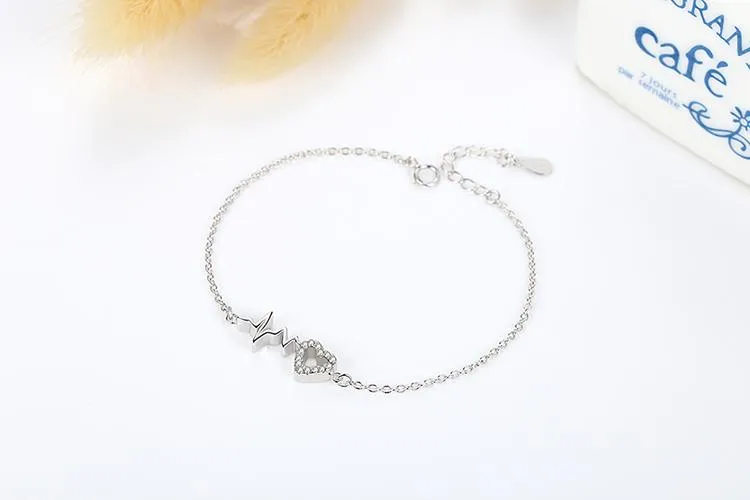 925 Sterling Silver Crystal Charm Bracelet