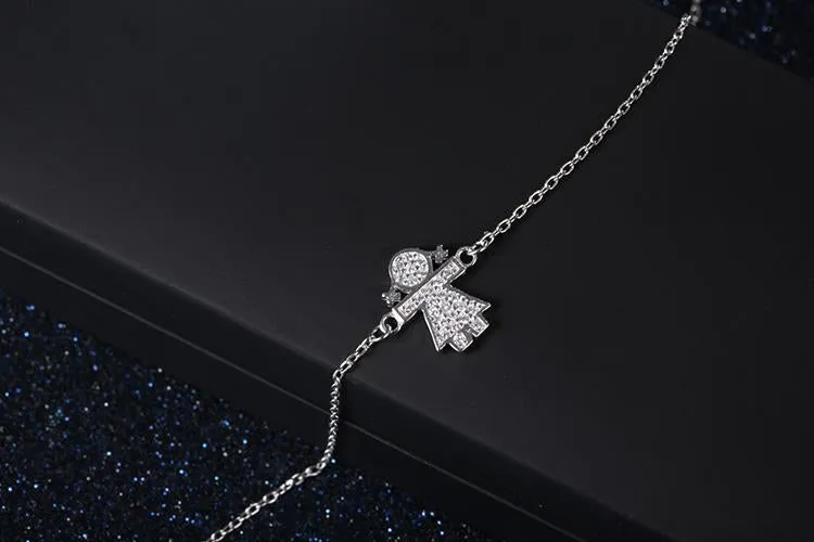 925 Sterling Silver Crystal Charm Bracelet