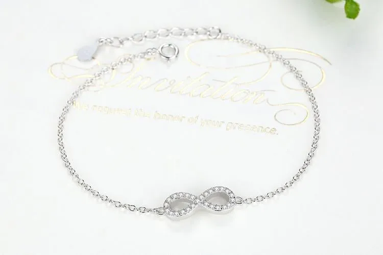 925 Sterling Silver Crystal Charm Bracelet