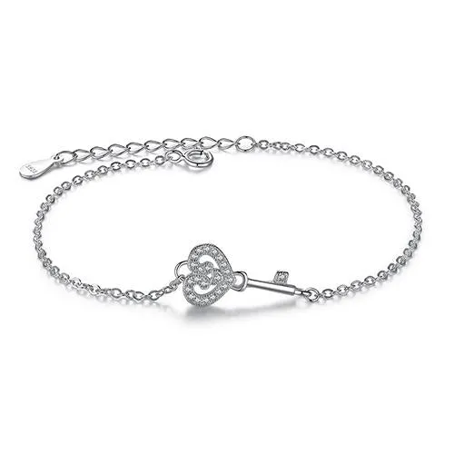 925 Sterling Silver Crystal Charm Bracelet