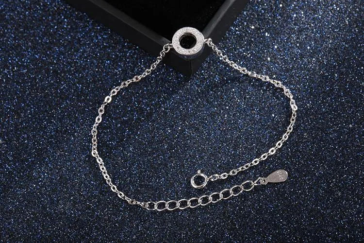 925 Sterling Silver Crystal Charm Bracelet