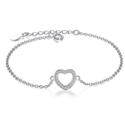 925 Sterling Silver Crystal Charm Bracelet