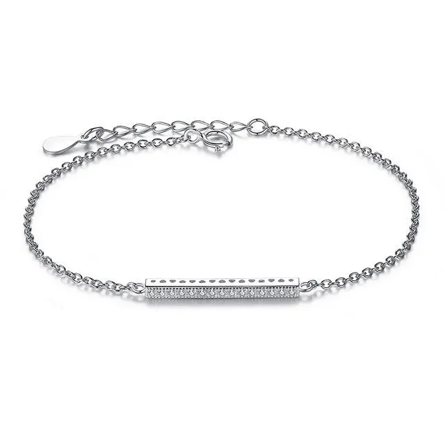 925 Sterling Silver Crystal Charm Bracelet