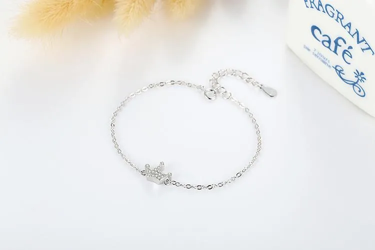 925 Sterling Silver Crystal Charm Bracelet