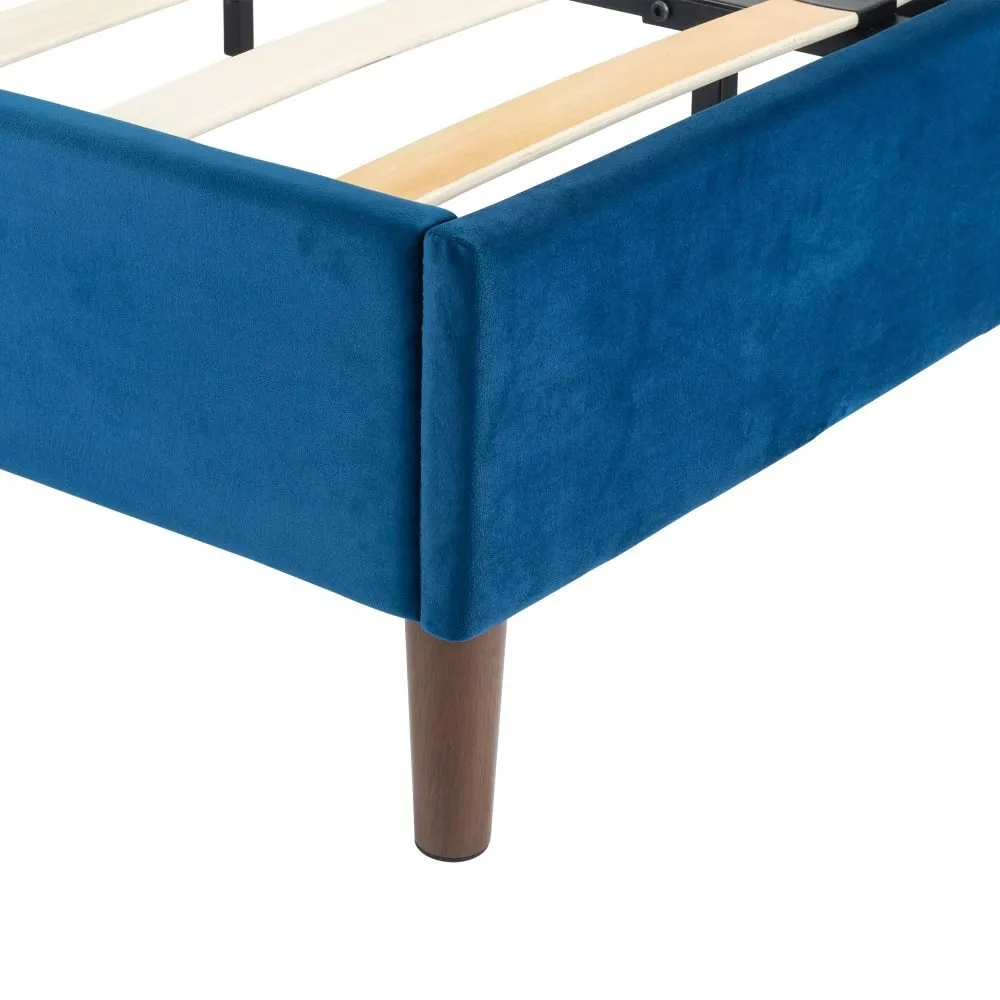 Alexandra Double Bed Base Velvet Blue