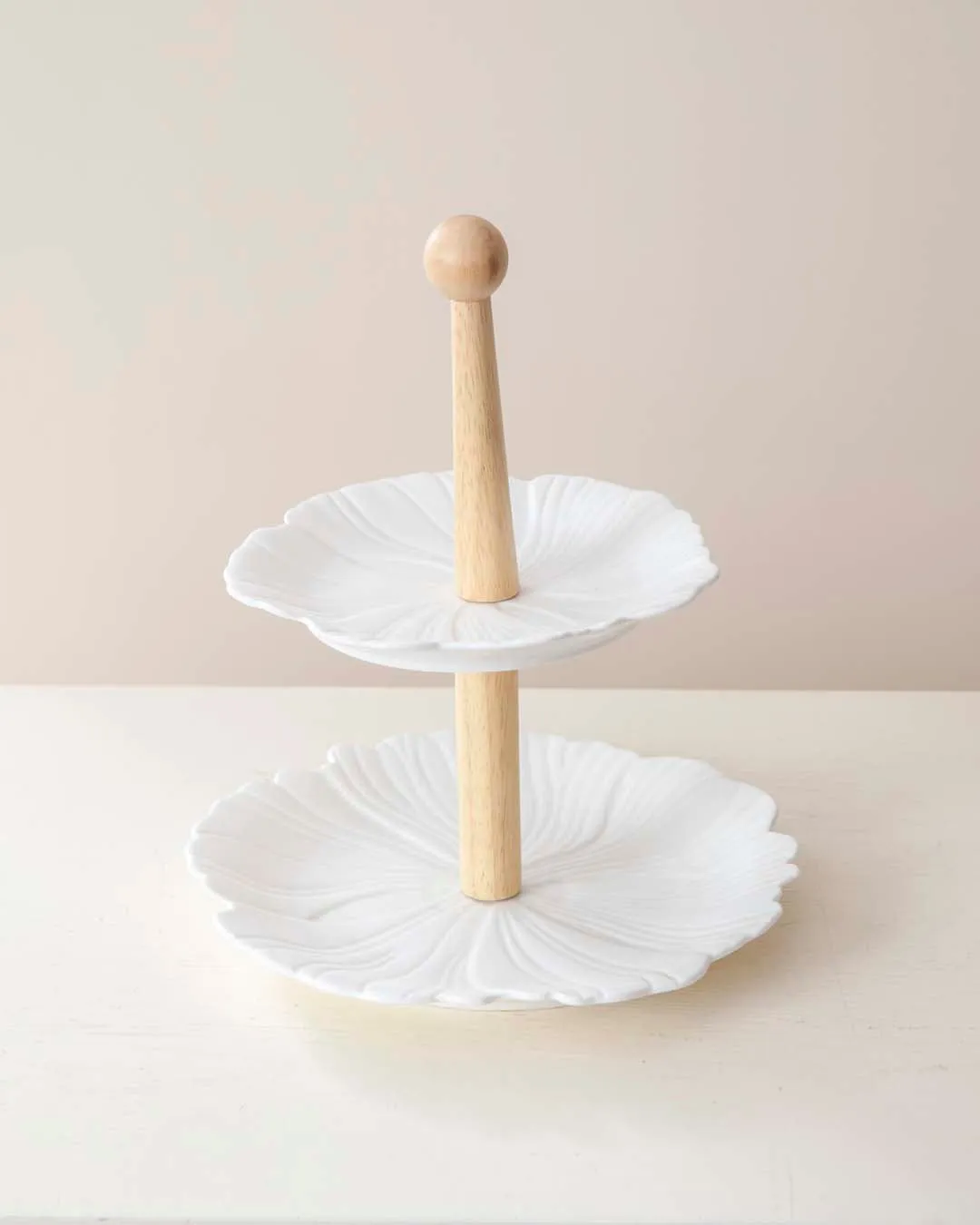 All White 2-Tier Cake Stand