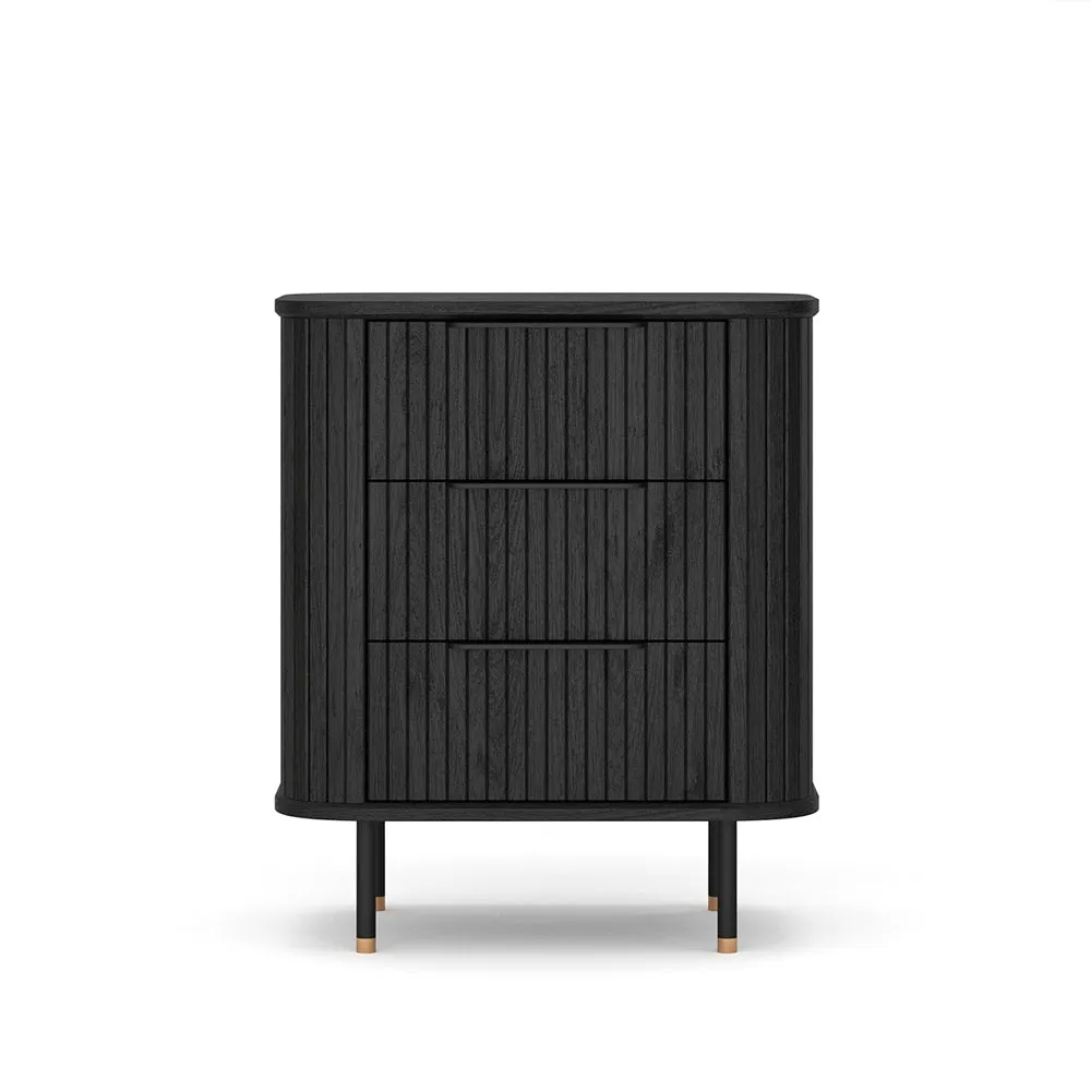 Anders Bedside Cabinet - 3 Drawer (Black Oak)