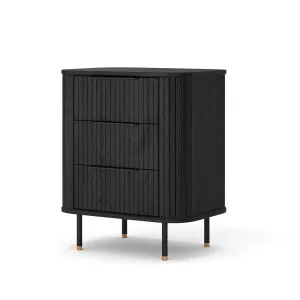 Anders Bedside Cabinet - 3 Drawer (Black Oak)