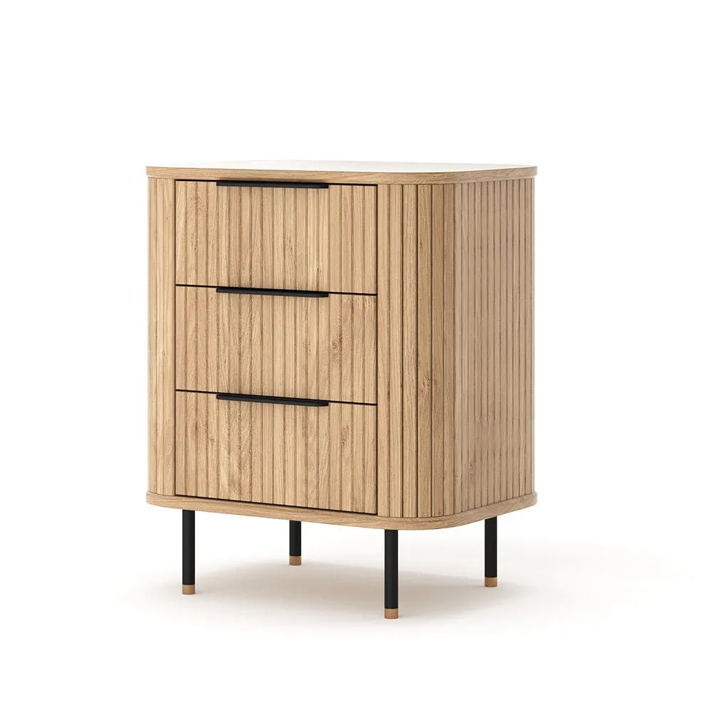 Anders Bedside Cabinet - 3 Drawer (Natural Oak)