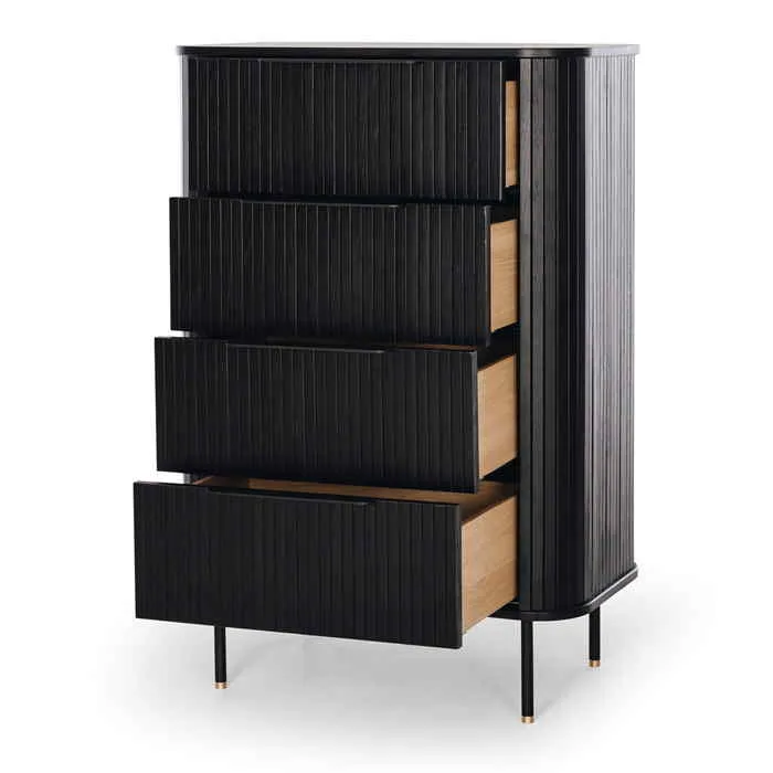 Anders Tallboy - 4 Drawer (Black Oak)