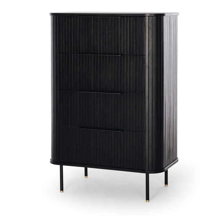 Anders Tallboy - 4 Drawer (Black Oak)