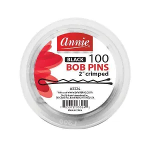 Annie Black Bob Pins 100ct 2″ Crimped #3324