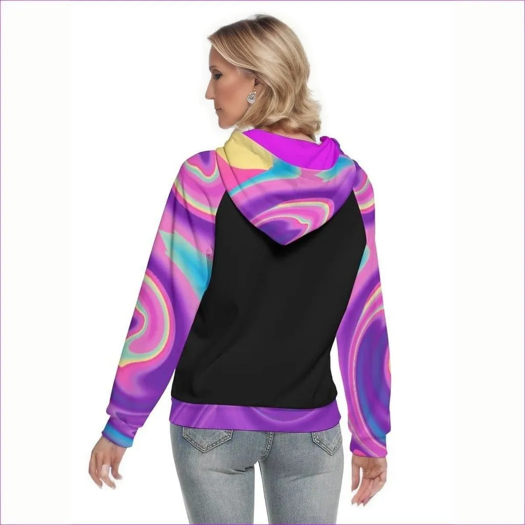 Ascended Tie-Dye Print Womens Hoodie With Raglan Sleeve