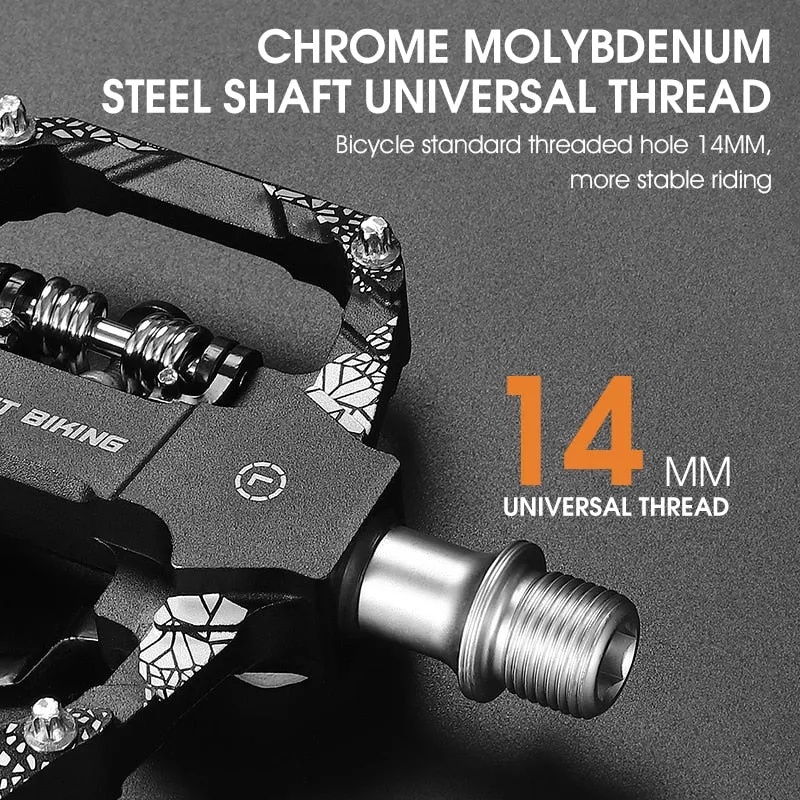 Bicycle Lock Pedal 2 In 1 With Free Cleat For SPD System MTB Road Bike Pedals Anti-slip Bearing Cycling Accessories