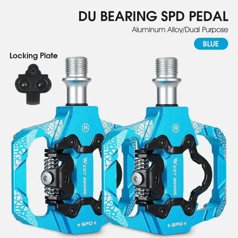 Bicycle Lock Pedal 2 In 1 With Free Cleat For SPD System MTB Road Bike Pedals Anti-slip Bearing Cycling Accessories