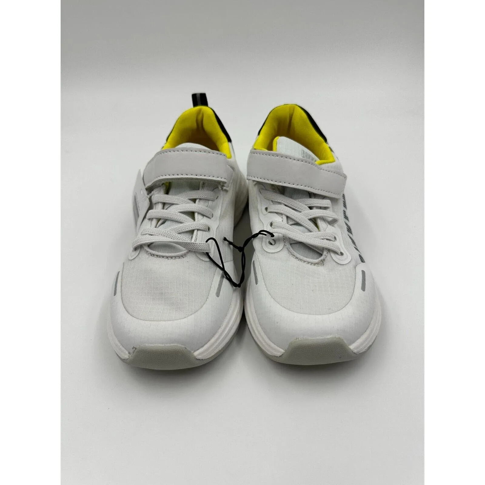 Big Kids Size 4 white and yellow running sneakers