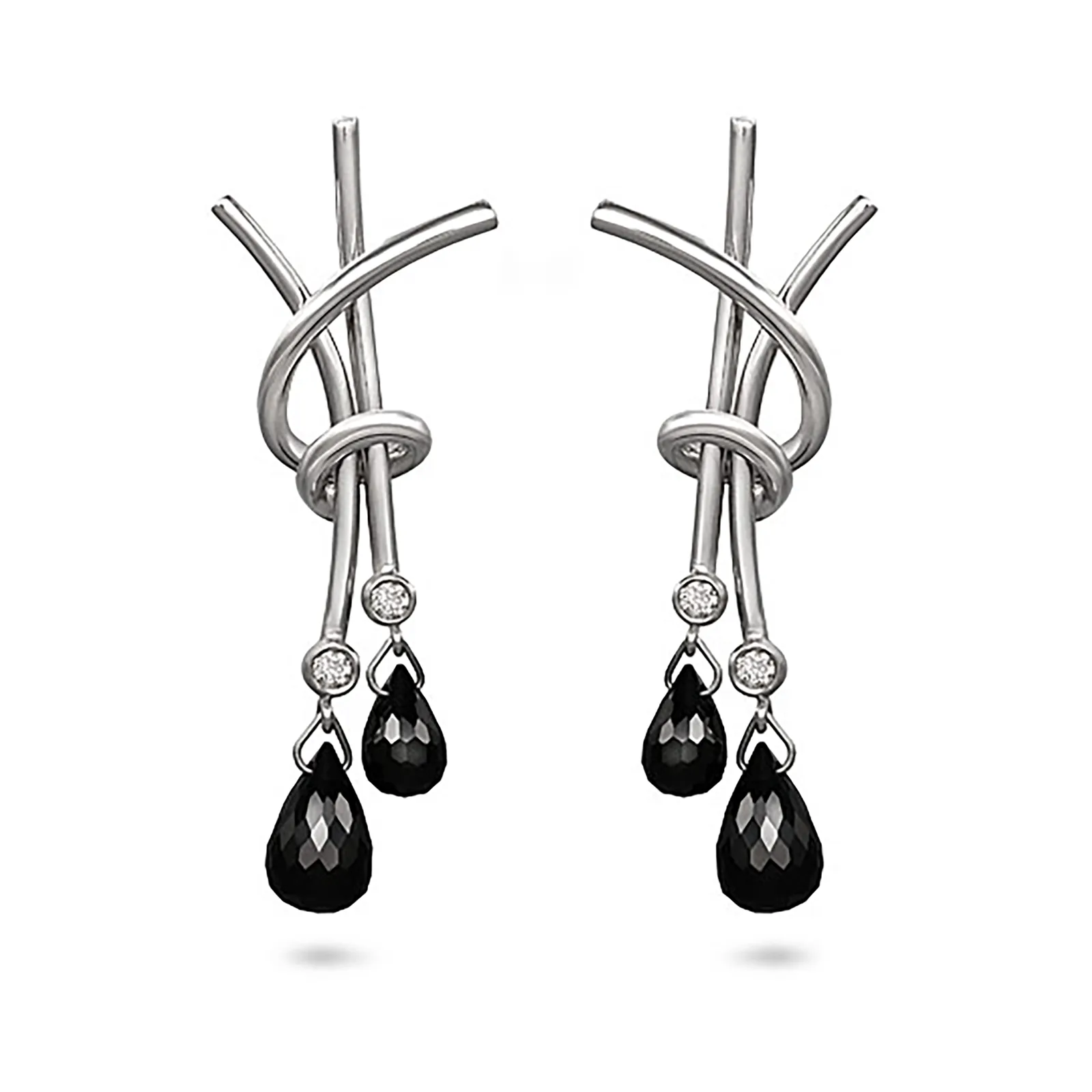 Black Spinel and Diamond Splash Earrings