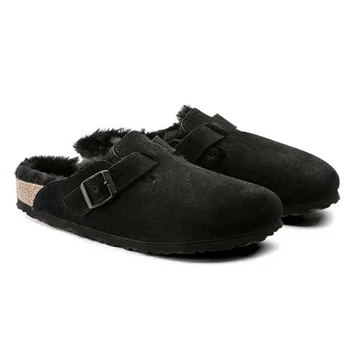 Boston Shearling Black Suede Leather- Regular/Wide