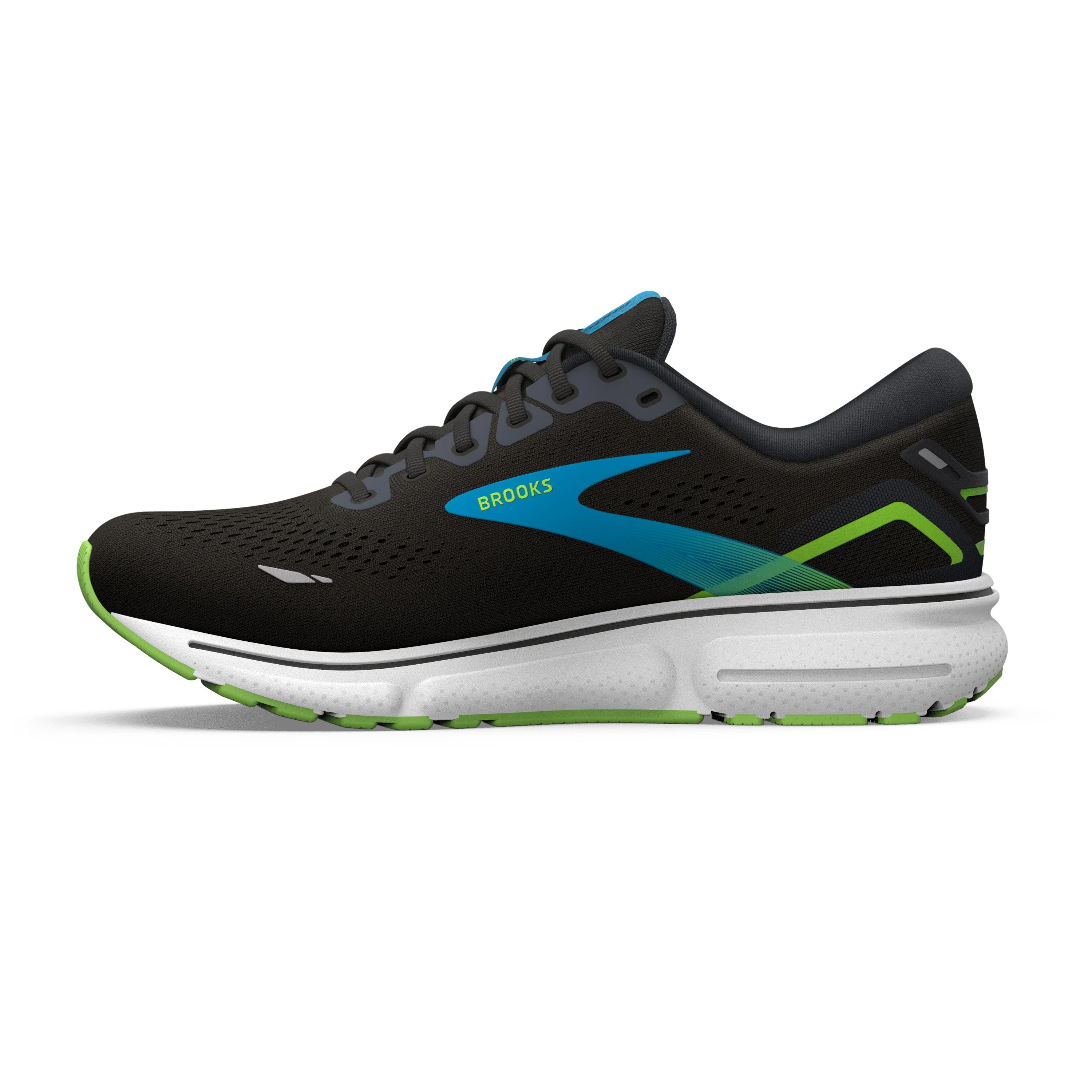 Brooks Mens Trainer Ghost 15 Black/Hawaiian Ocean/Green