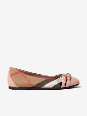 Burberry Girls Leather & Check Slip On shoes