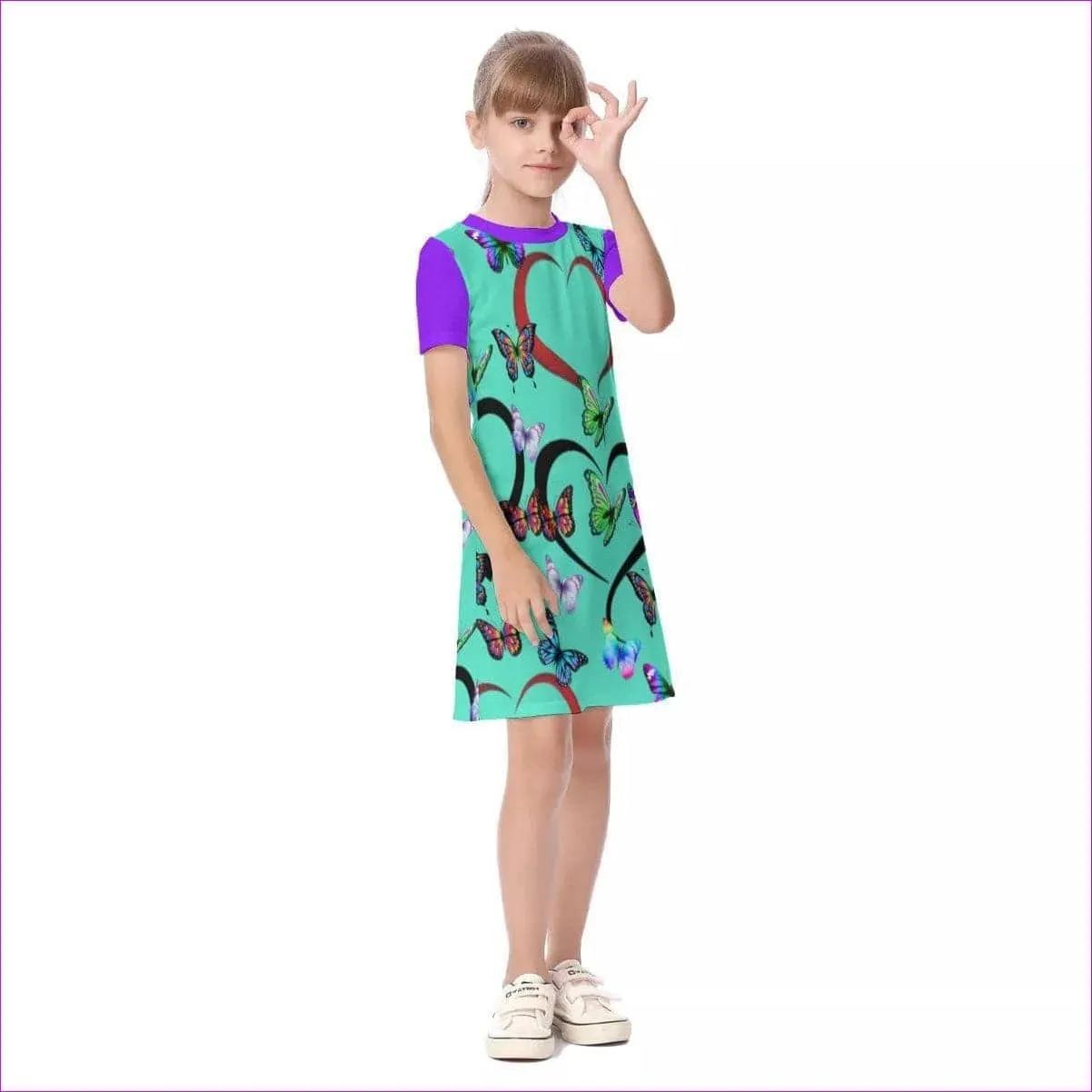 Butterfly Love Kids Girls Short Sleeve Dress