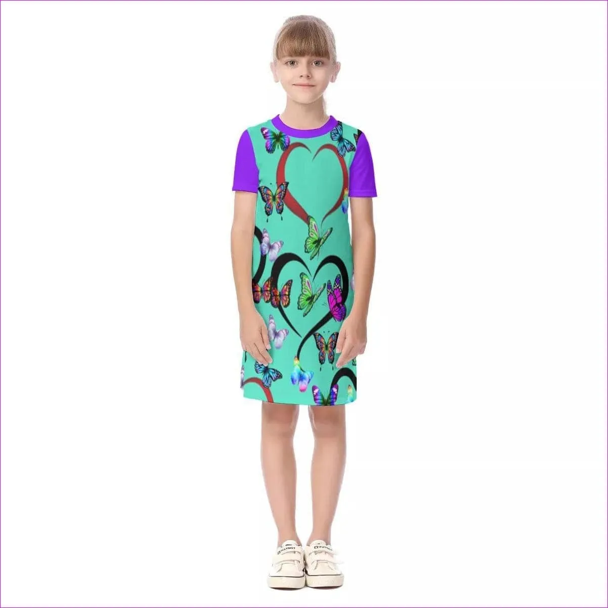 Butterfly Love Kids Girls Short Sleeve Dress