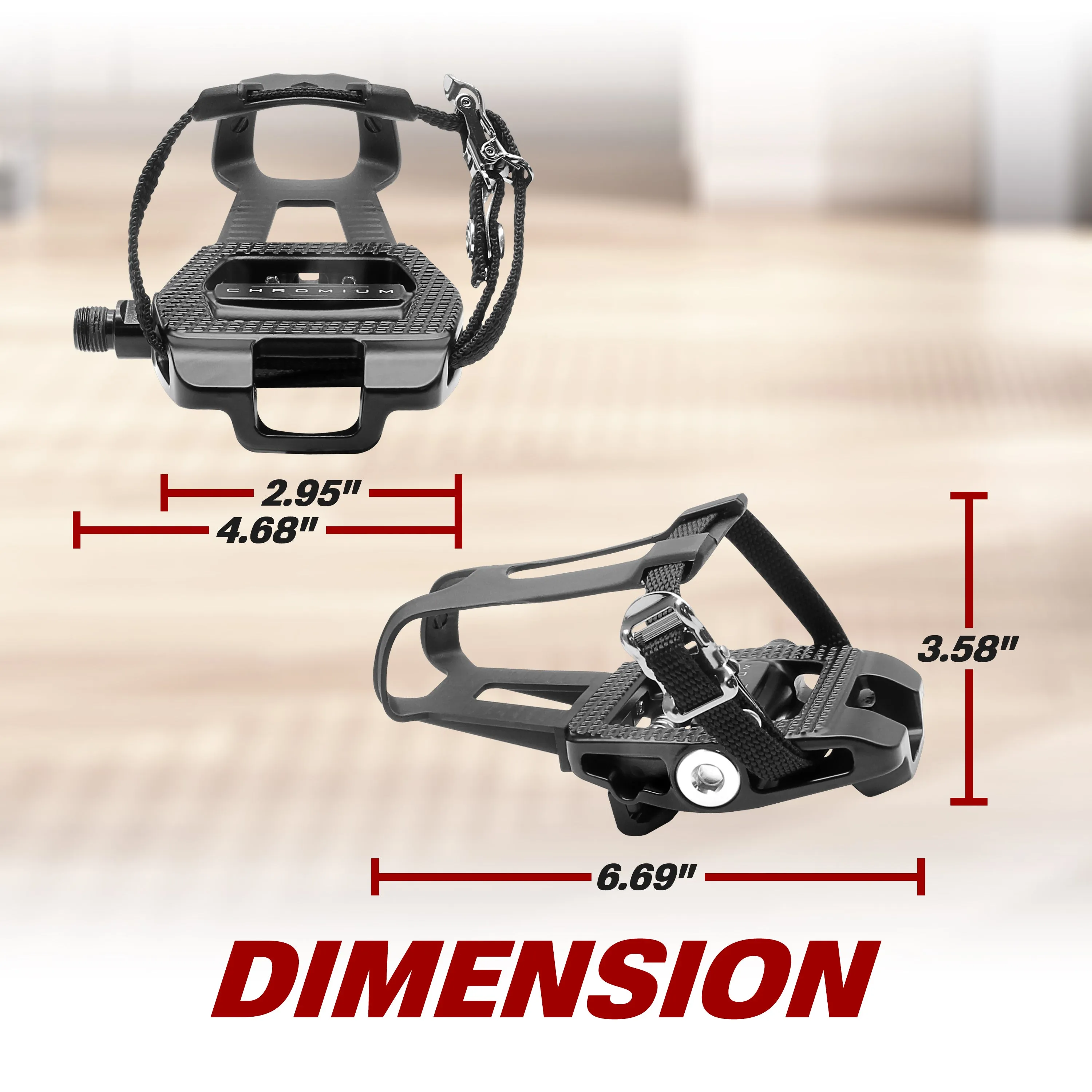 BV Bike Pedals Look Delta Compatible 9/16'' with Toe Clips  | BV-PD-S6