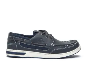 CHATHAM Buton G2 Leather Boat Shoes - Men's - Navy/White