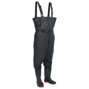 Chest Waders with Boots and Belt Black Size 44